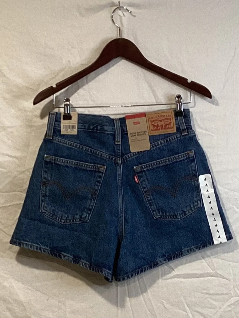 Levi's Blue High-Rise Denim Jean Shorts - Picture 5 of 6